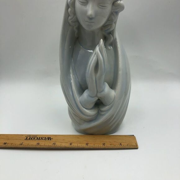 Vintage MCM Praying Virgin Mary Madonna Figurine Blue White Religious Dé… - Picture 13 of 14
